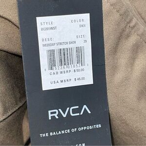 New with tags RVCA Boys Stretch Chino Shorts in Khaki